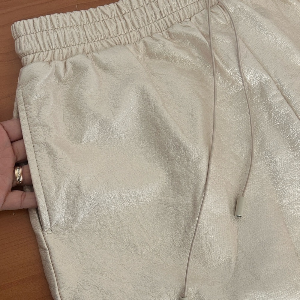 High-Rise Cream Athletic Drawstring Shorts for Women - Picture 8 of 14